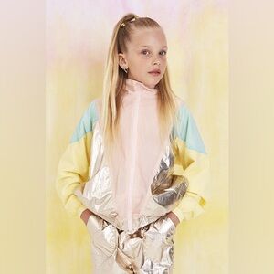 Soft Gallery Dextra Girls Spring Jacket Pink Metallic Windbreaker, Size 8yr